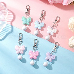 Подвесные украшения из непрозрачного акрила в виде бабочки и железного колокольчика&nbsp;HJEW-JM04439