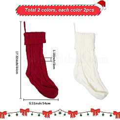 4 шт. 2-х цветные вязаные акриловые хлопчатобумажные мешочки для чулок&nbsp;AJEW-SP0004-02