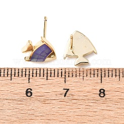 Серьги-гвоздики в виде рыбок из латуни и эмали&nbsp;EJEW-I322-19G