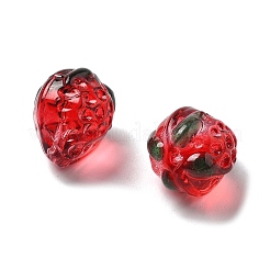 Прозрачные стеклянные эмалевые бусины клубника&nbsp;LAMP-V001-05C