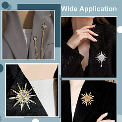 4 шт. булавки для лацкана со стразами из сплава для одежды&nbsp;JEWB-PH0001-61P