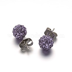 Полимерная глина горный хрусталь мяч серьги EJEW-F0083-02