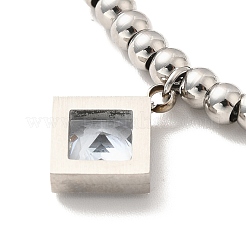 Браслет с подвесками в виде ромба из нержавеющей стали 304 с кубическим цирконием BJEW-B057-09P