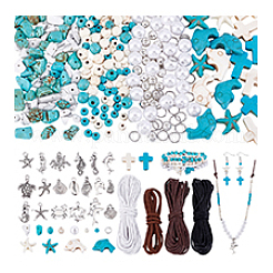 Наборы для браслета/ожерелья из синтетических бирюзовых бусин своими руками&nbsp;DIY-PH0031-47