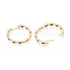 Овальные серьги-кольца из латуни EJEW-T047-103G