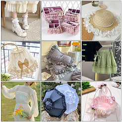 Плиссированная однотонная двухсторонняя отделка из полиэстерового кружева&nbsp;DIY-WH20002-138F