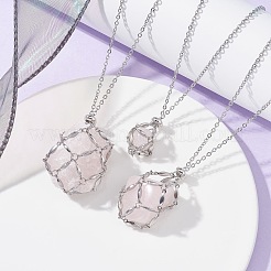 3 шт. 3 стиля 304 нержавеющая сталь и латунь макраме мешочек пустой держатель камней для изготовления подвесок ожерелий NJEW-JN04442