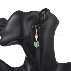 Стеклянные серьги-подвески в форме цветов&nbsp;EJEW-JE06853