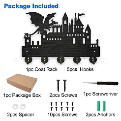 Настенные вешалки из дерева и железа HJEW-WH0055-110