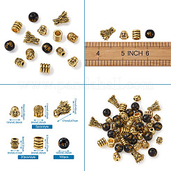 Бусины из сплава в тибетском стиле и буддийские стеклянные бусины&nbsp;TIBEB-TA0001-90AG-02