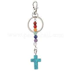 Брелок-крест из окрашенной синтетической бирюзы KEYC-JKC01041