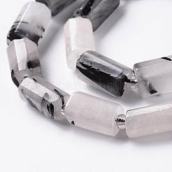 Нити бусин из натурального черного рутилированного кварца X-G-S345-8x11-010