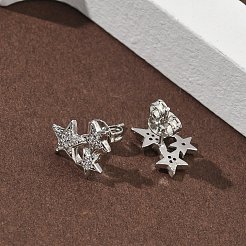 Серьги-гвоздики из латуни с микропаве и прозрачным кубическим цирконием&nbsp;LS-EJEW-F383-06P