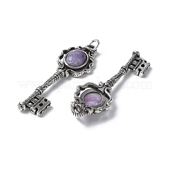 Ключевые латунные подвески из натурального лепидолита большие KK-D361-01AS-21