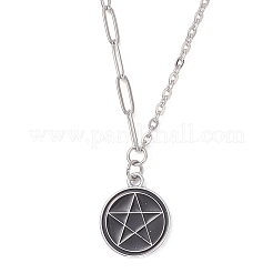 Женские ожерелья-цепочки с подвеской из нержавеющей стали 304 с черной эмалью&nbsp;NJEW-JN05636-01