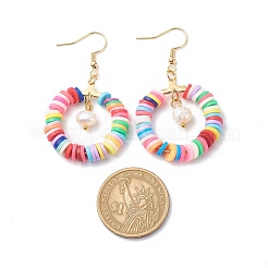 Кольцо из бисера ручной работы из полимерной глины heishi EJEW-JE05078