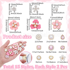 30 шт. 15 стиля смоляных стразов и кабошонов из сплава DIY-NB0014-60