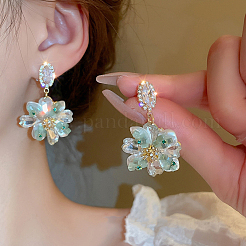 Цветок сплава горный хрусталь болтающиеся серьги стержня&nbsp;FS-WG9F12F-01