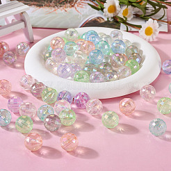 60шт 6 цвета УФ-покрытием радужные радужные акриловые бусины&nbsp;OACR-TA0001-21