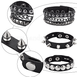 3шт. браслеты из искусственной кожи в стиле панк&nbsp;BJEW-WH0014-076A