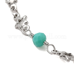 Латунные браслеты-цепочки со звездами BJEW-L685-01P