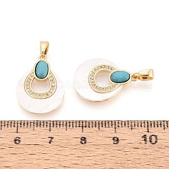 Подвески из искусственной бирюзы с белыми ракушками&nbsp;KK-N287-11G-01