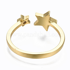 Латунные кольца из манжеты с прозрачным цирконием RJEW-S045-068-NR