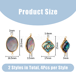 8 шт. 2 стиля подвески-соединители из натуральной ракушки и ракушки пауа KK-DC0003-31