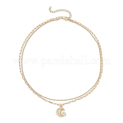 Латунные подвески в виде луны со звездой из прозрачного кубического циркония NJEW-JN05383