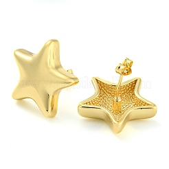Серьги-гвоздики со звездами из латуни X-EJEW-P242-05G