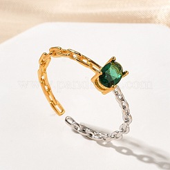 925 открытое кольцо-манжета из стерлингового серебра с паве из кубических цирконий RJEW-R016-01G&P-01