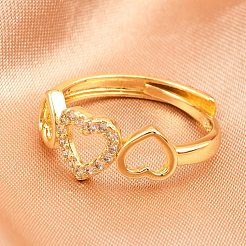 Манжеты из латуни с микро паве кубический цирконий для женщин&nbsp;RJEW-Z113-26G