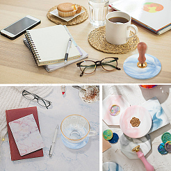 2 шт. 2-х стилевые фарфоровые подставки под чашки с мраморным узором&nbsp;AJEW-CP0009-18B