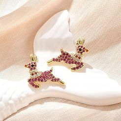 Серьги-гвоздики из латуни с микропаве из кубического циркония&nbsp;EJEW-M077-13G