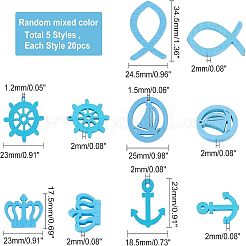 100 шт. подвески из окрашенного дерева в 5 стилях с морской тематикой WOOD-NB0001-96