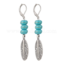 2 пара серег-колец из сплава в форме перьев EJEW-JE06713