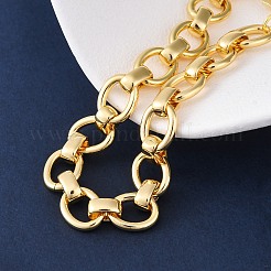 Латунные овальные звенья цепи браслеты для женщин мужчин BJEW-K273-06G