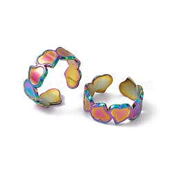 Ионное покрытие (ip) 304 нержавеющая сталь сердце обруч открытое кольцо манжета для женщин RJEW-C045-15M