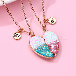2 шт. модные ожерелья с магнитным кулоном в виде сердца из сплава смолы bff для женщин FS-WGCB8A0-01