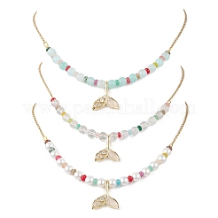 3 шт. 3 стиля ожерелья из круглых бусин из натурального кварца и ракушечного жемчуга NJEW-JN05302