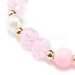 Эластичный браслет из акрила с искусственным жемчугом&nbsp;BJEW-JB08448-04