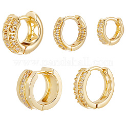 5 пара серег-колец в 5 стилях с латунным микропаве из прозрачного кубического циркония&nbsp;EJEW-BBC0002-01