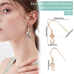 150шт латунные круглые крючки для сережек с бисером KK-BBC0005-37
