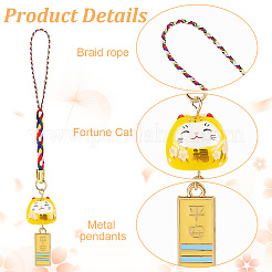 5 шт. 5 стиля керамическая счастливая кошка маленькая подвеска украшение для мобильного телефона HJEW-GO0001-08