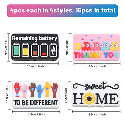 16 шт. 4 стиля прямоугольник с надписью пищевой силиконовый фокус бусины SIL-CA0004-44