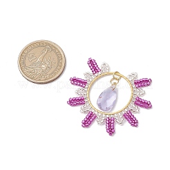 Плоские круглые подвески из стеклянного бисера&nbsp;PALLOY-MZ00570-03