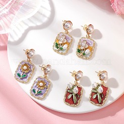 3 пара серег-гвоздиков из сплава с эмалью&nbsp;EJEW-JE06679