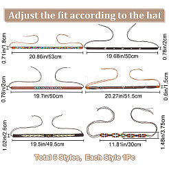 6 шт. 6 стиля этнический стиль плоский регулируемый ободок для шляпы&nbsp;AJEW-CP0007-24