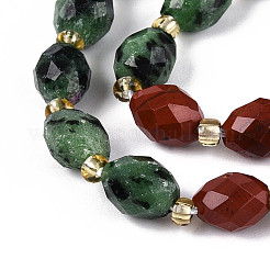 Нити бусин из натурального рубина в цоизите G-T144-21B-01