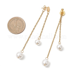 Серьги-гвоздики с круглыми кисточками из ракушечного жемчуга&nbsp;EJEW-JE06850